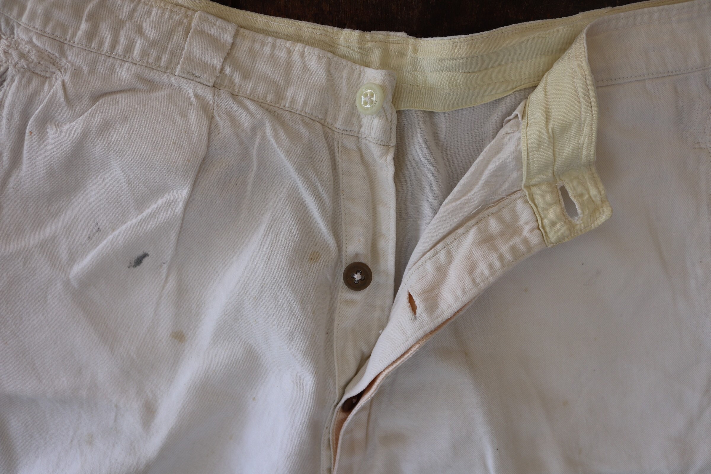 Vintage 1940s 40s 1950s 50s french army military white cotton shorts ...