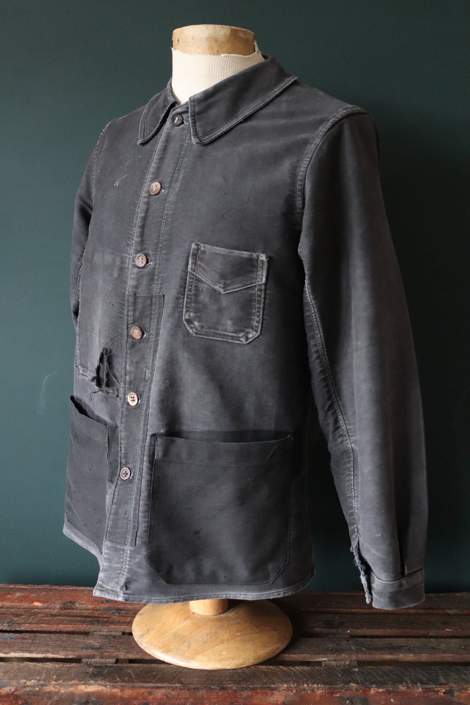 経典 40s vintage black moleskin jacket カバーオール ...