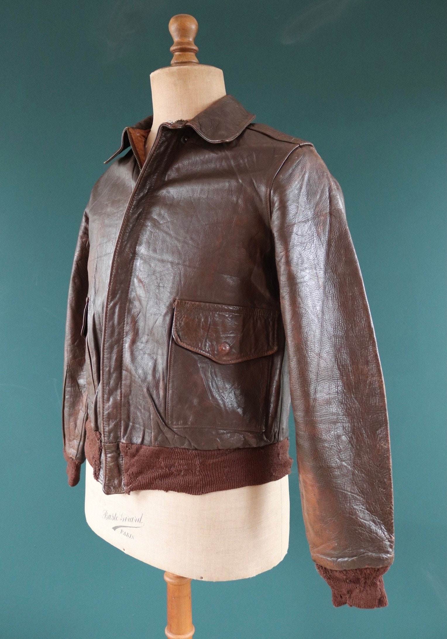 Vintage 1930s 30s 1940s 40s Type A2 A-2 USAAF Brown Horsehide 