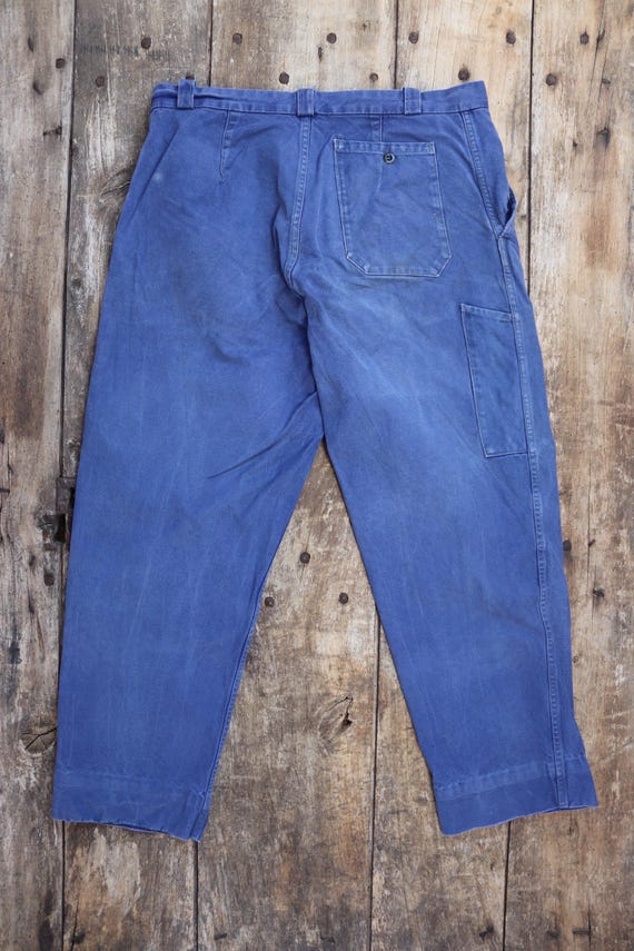 Vintage French Workwear Trousers - Indigo Cotton Twill