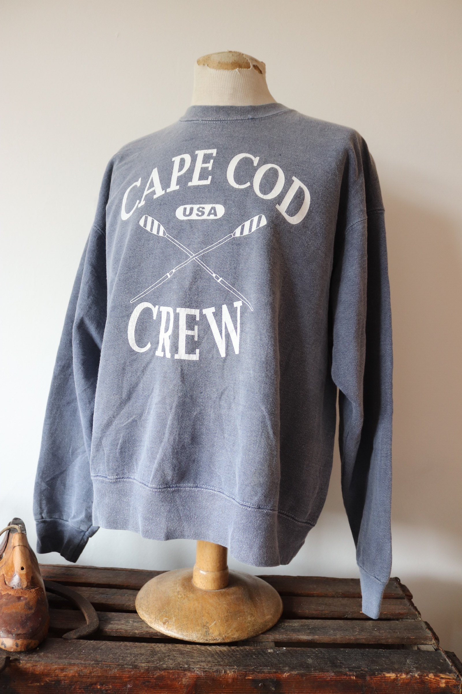 Vintage grey cotton sweatshirt XL Cape Cod rowing sportswear oversize ...