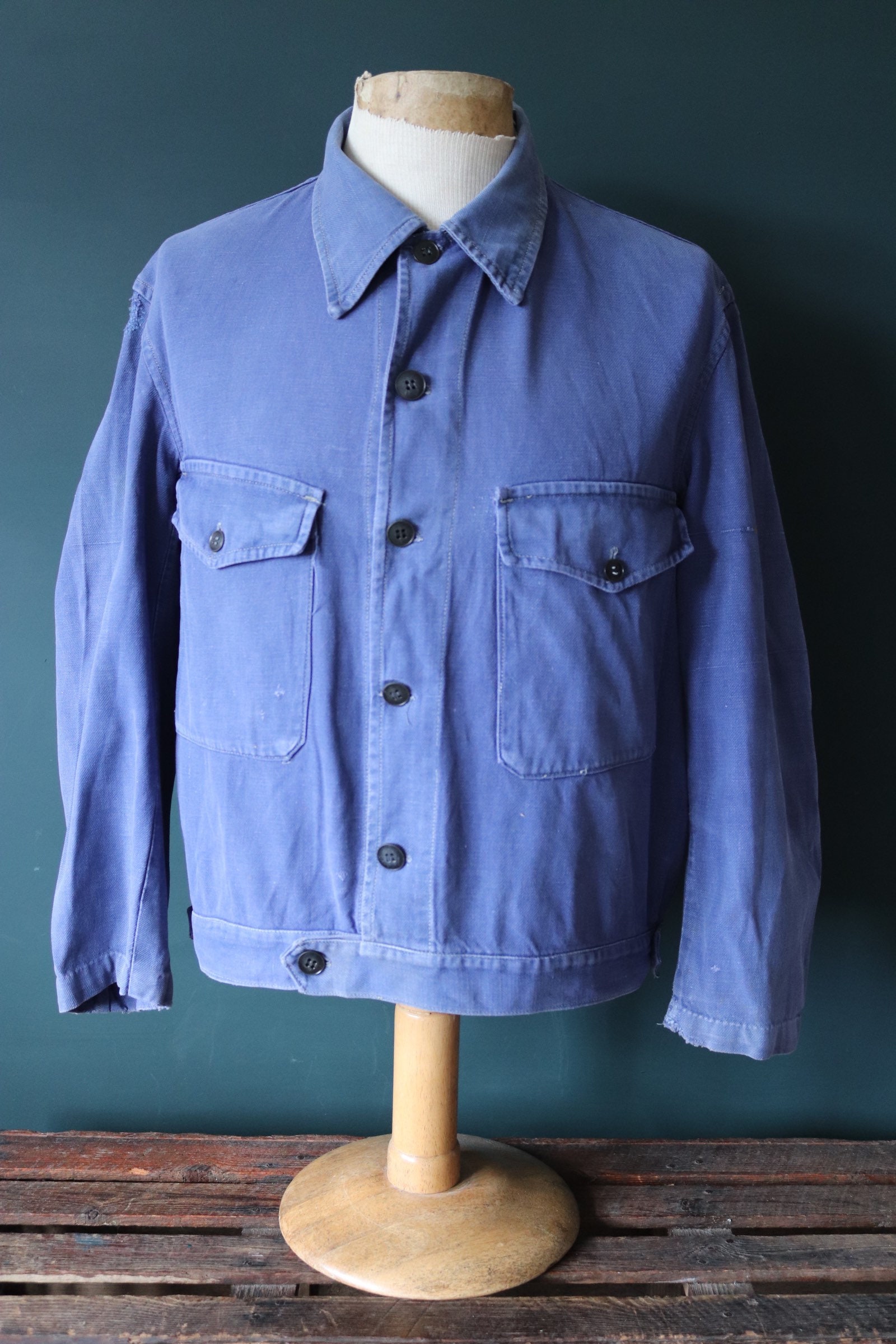 Vintage 1950s 50s French Blue Work Cyclist Cropped Jacket - Etsy