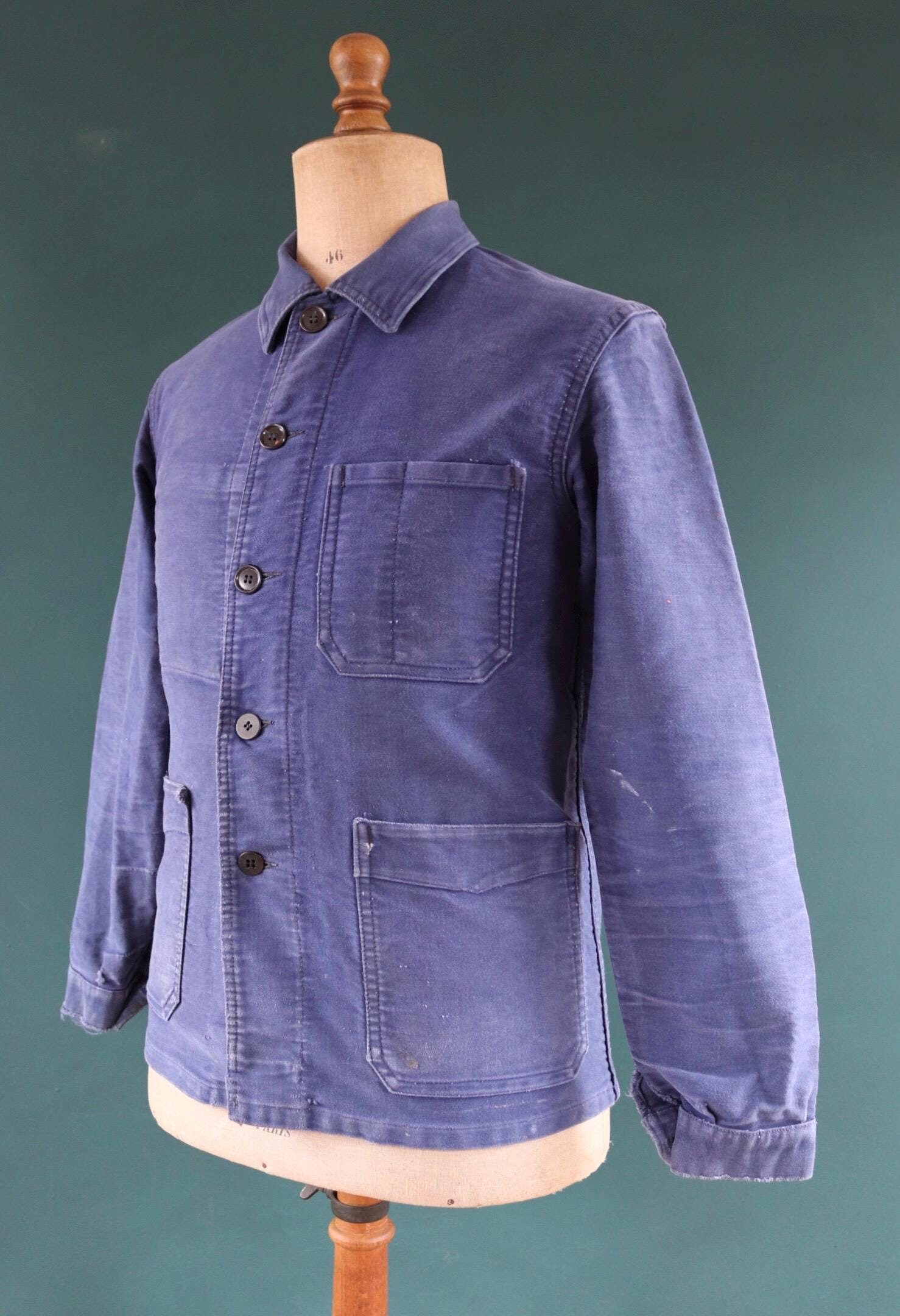 50s ブルーモールスキンジャケット 46サイズ ユーロヴィンテージ 50年代 50s Le Solide ブルー モールスキン ユーロワーク フレンチ