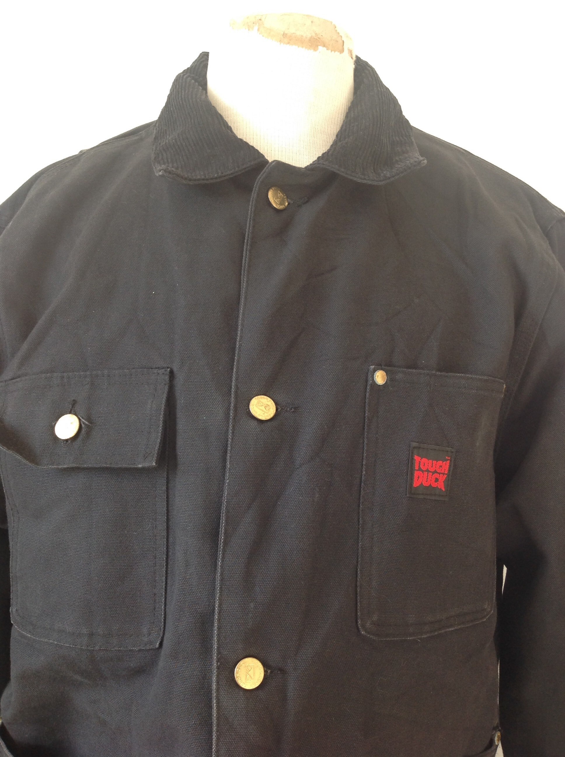 Vintage Tough Duck black tin cloth duck cotton canvas denim work jacket blanket lined corduroy