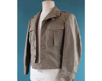 Vintage WW2 US army jacket - original 1940s Ike - military field blouson - khaki wool - 40" chest