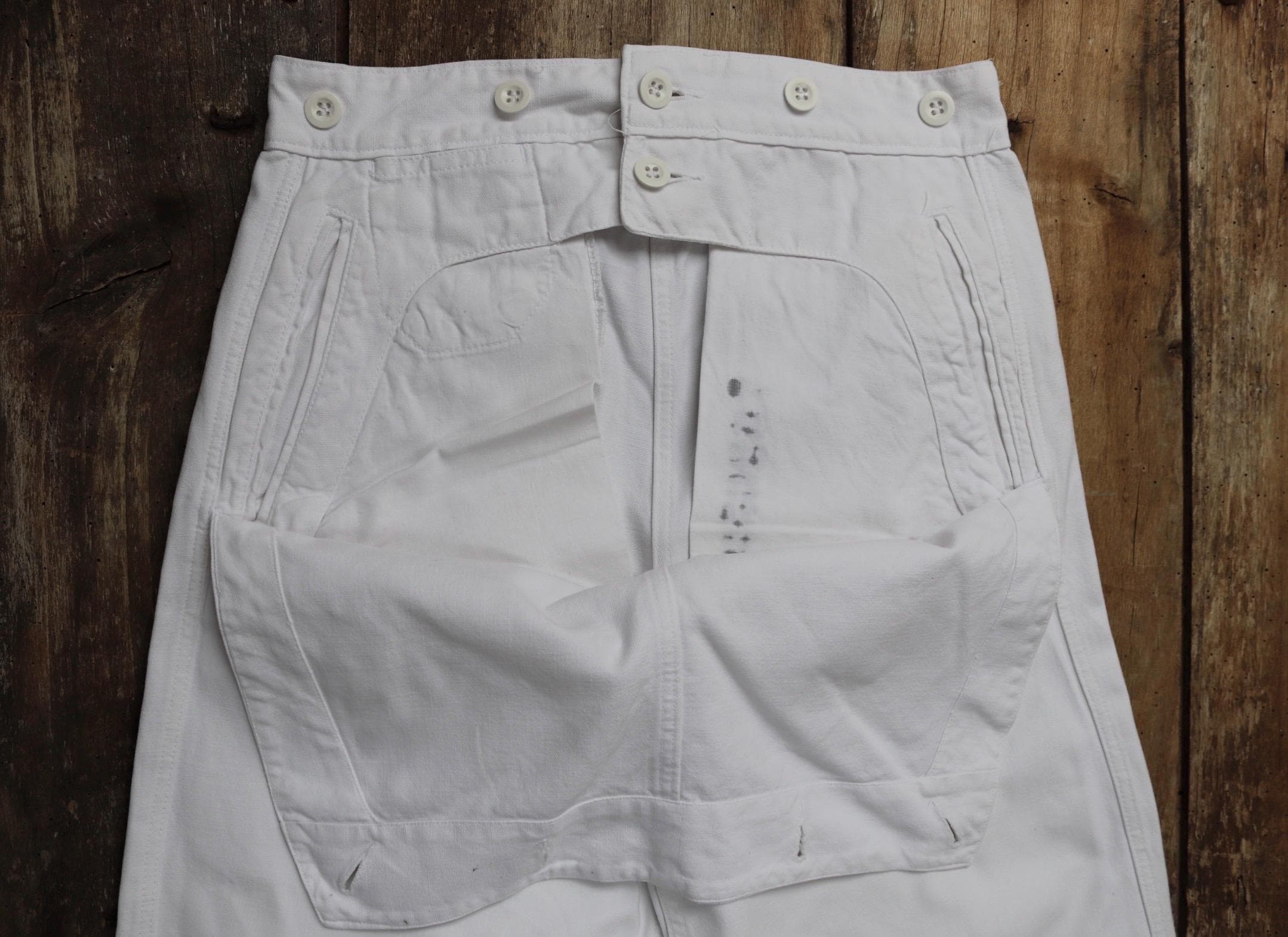 Vintage 1960s French Military Trousers - White Cotton Marine