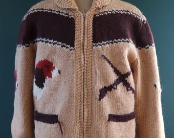 Vintage 1950 1960s Cowichan Sweater Chunky Knitted Wool Vintage 1950 1960s Cowichan Sweater Chunky Knitted Wool