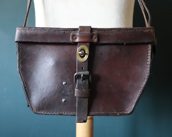 Vintage Antique 1890s 1800s Large Brown Leather Travel Luggage 