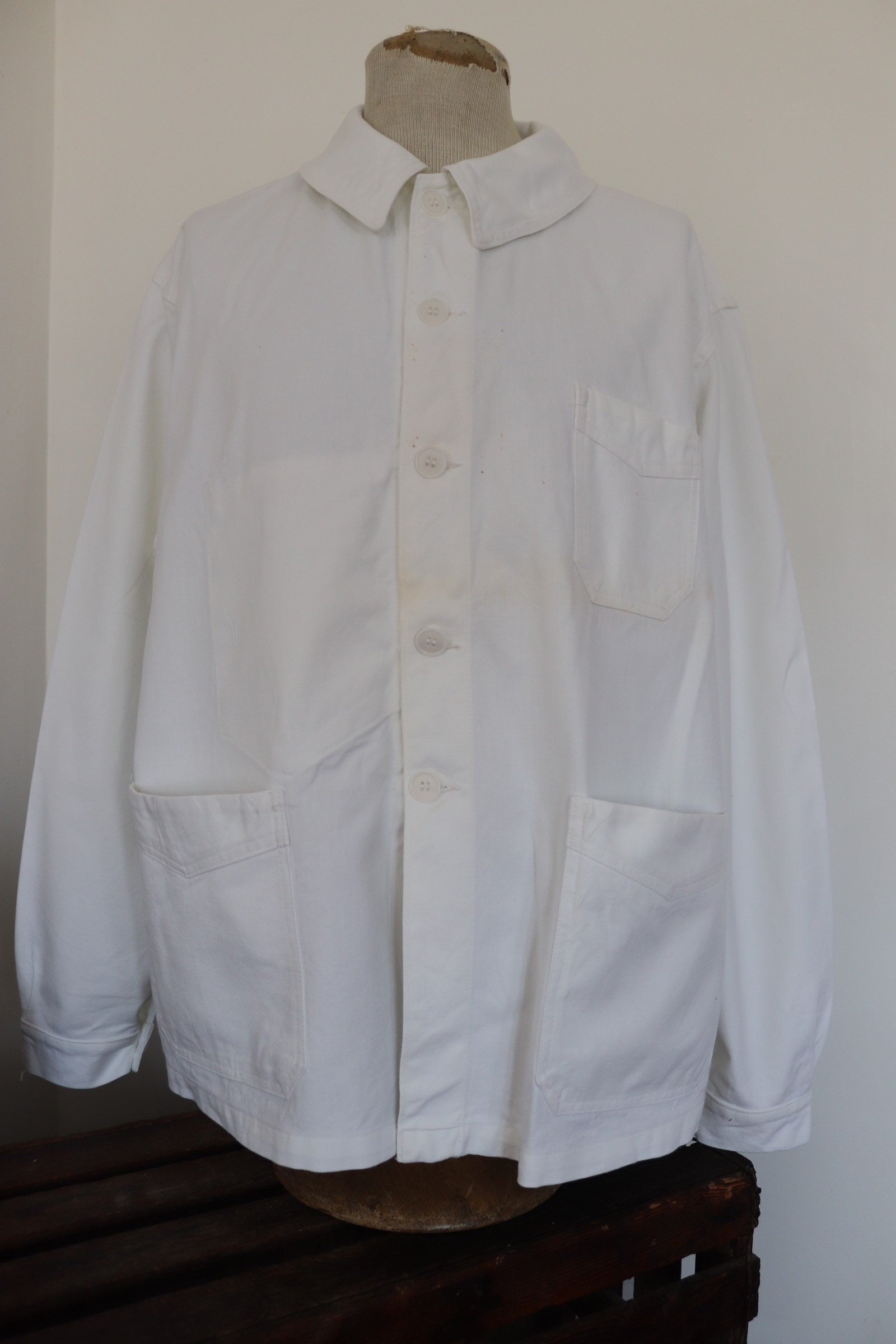 Vintage deadstock 1960s 60s french white painters chore work jacket ...