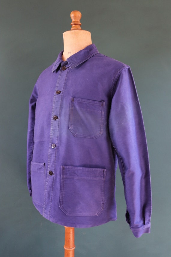 Vintage French Workwear Sun Faded Moleskin Chore Jacket