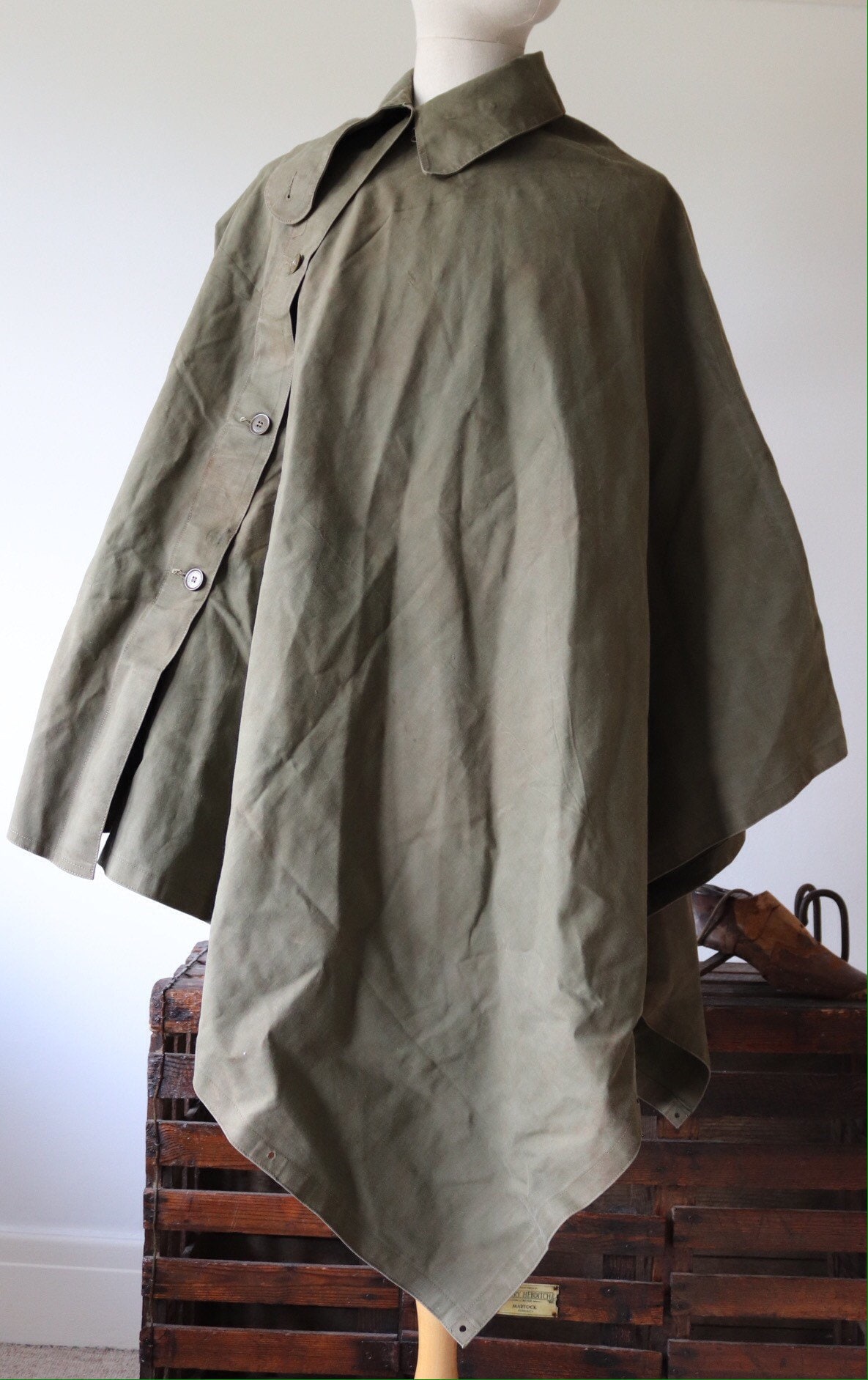 gorilla様 US ARMY 1944 WW2 PONCHO GERMAN WET WEATHER PONCHO - OD