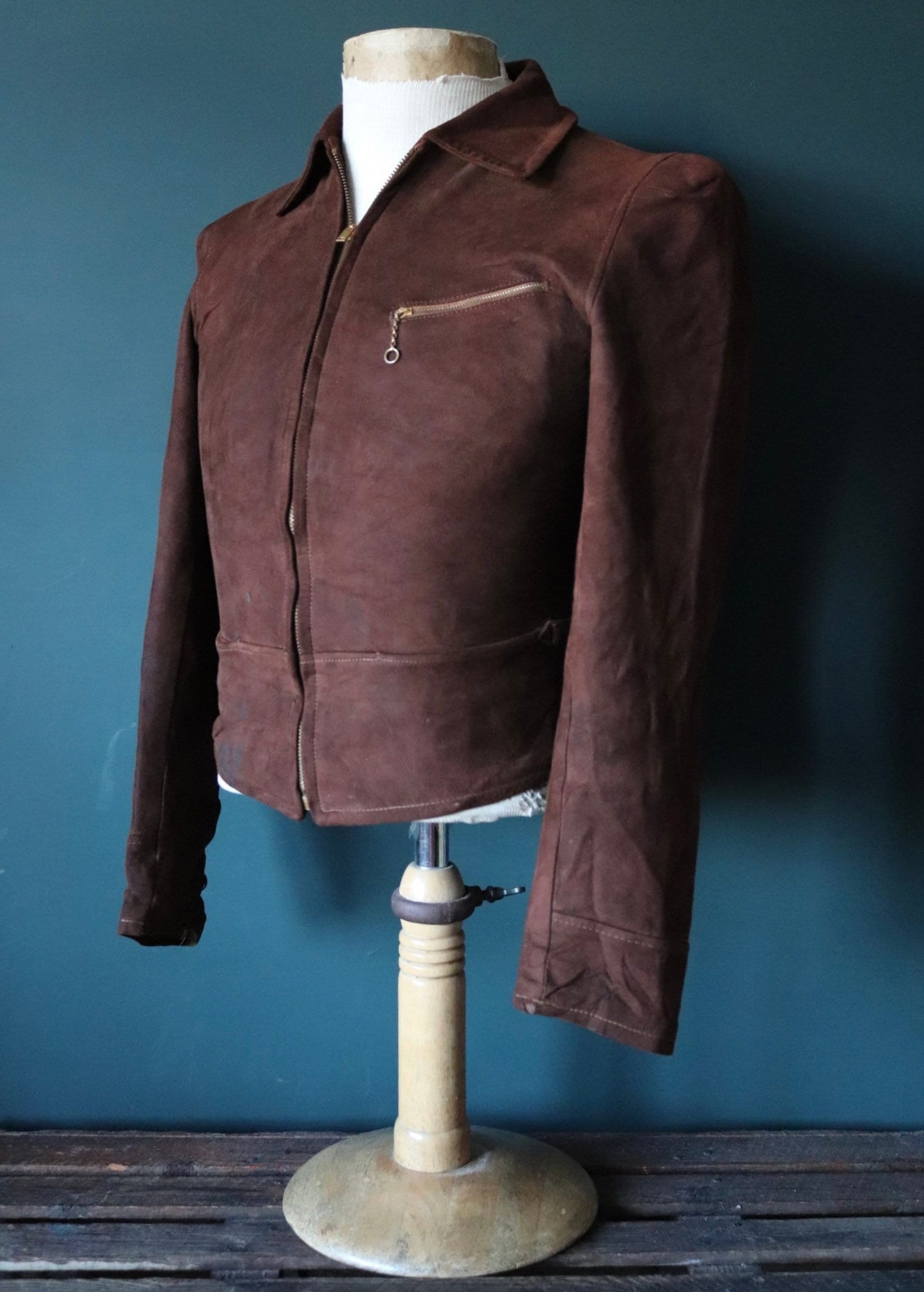 Vintage 1930s 30s chocolate brown buckskin suede leather Cossack ...