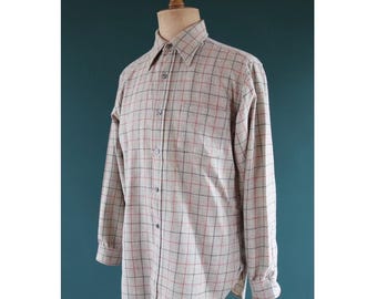 Vintage 1990s Pendleton wool shirt - grey plaid - 46” chest