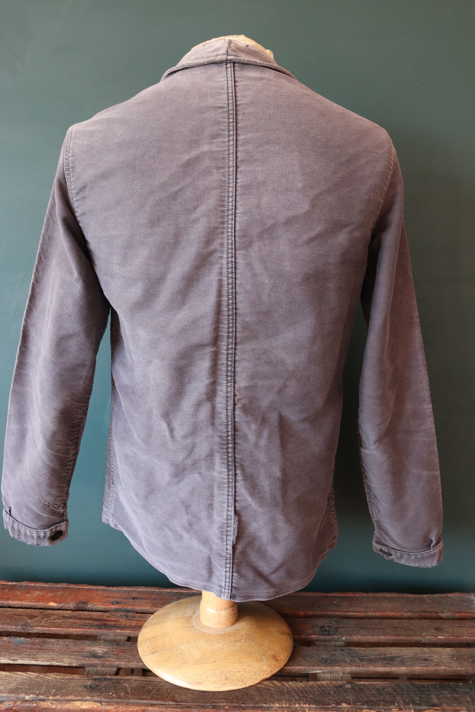Vintage Black Moleskin Workwear Jacket - Le Mont St Michel 