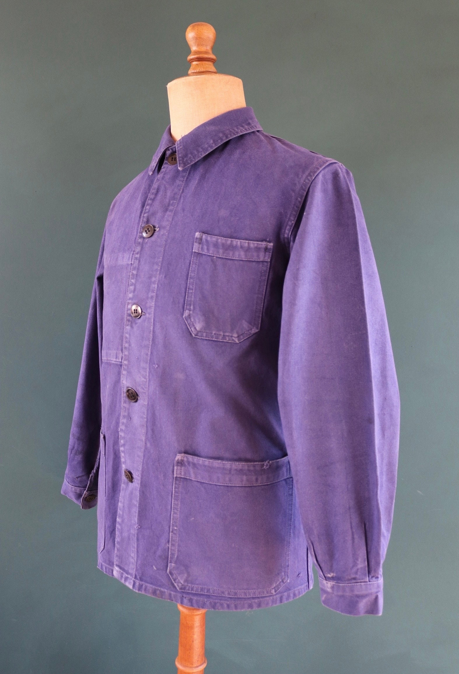 ジャケット・アウター 50s 60s Unknown French Work Jacket French Army 1950s Blue Cotton Twill Work Chore Jacket Size M