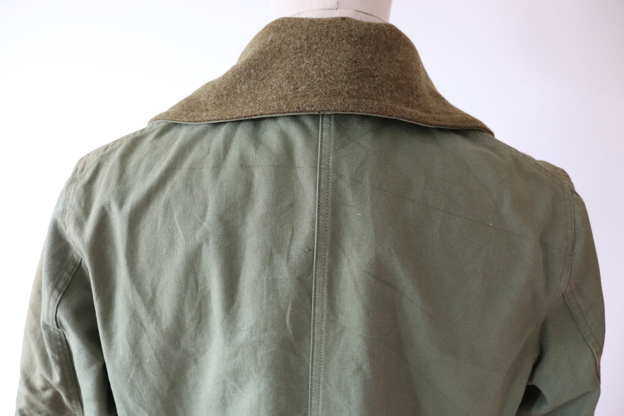 Vintage 1940s 40s WW2 US army jeep mackinaw shawl collar jacket coat
