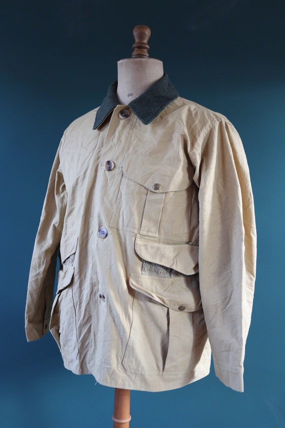 Vintage CC Filson tin cloth cotton canvas cruiser jacket 49” chest workwear work chore waterproof hunting