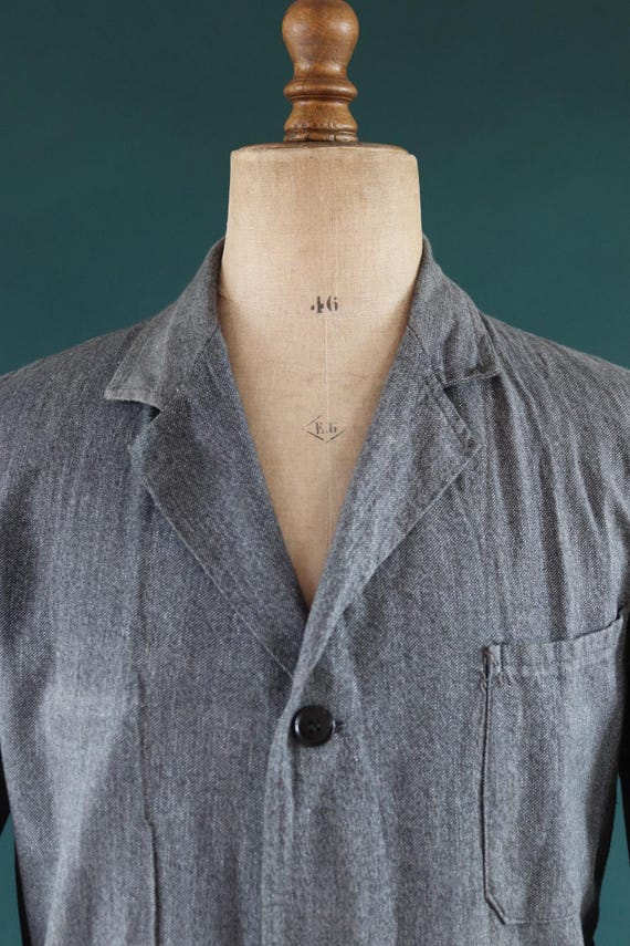 Vintage 1950s French Workwear Coat - Chore Jacket - Selvedge