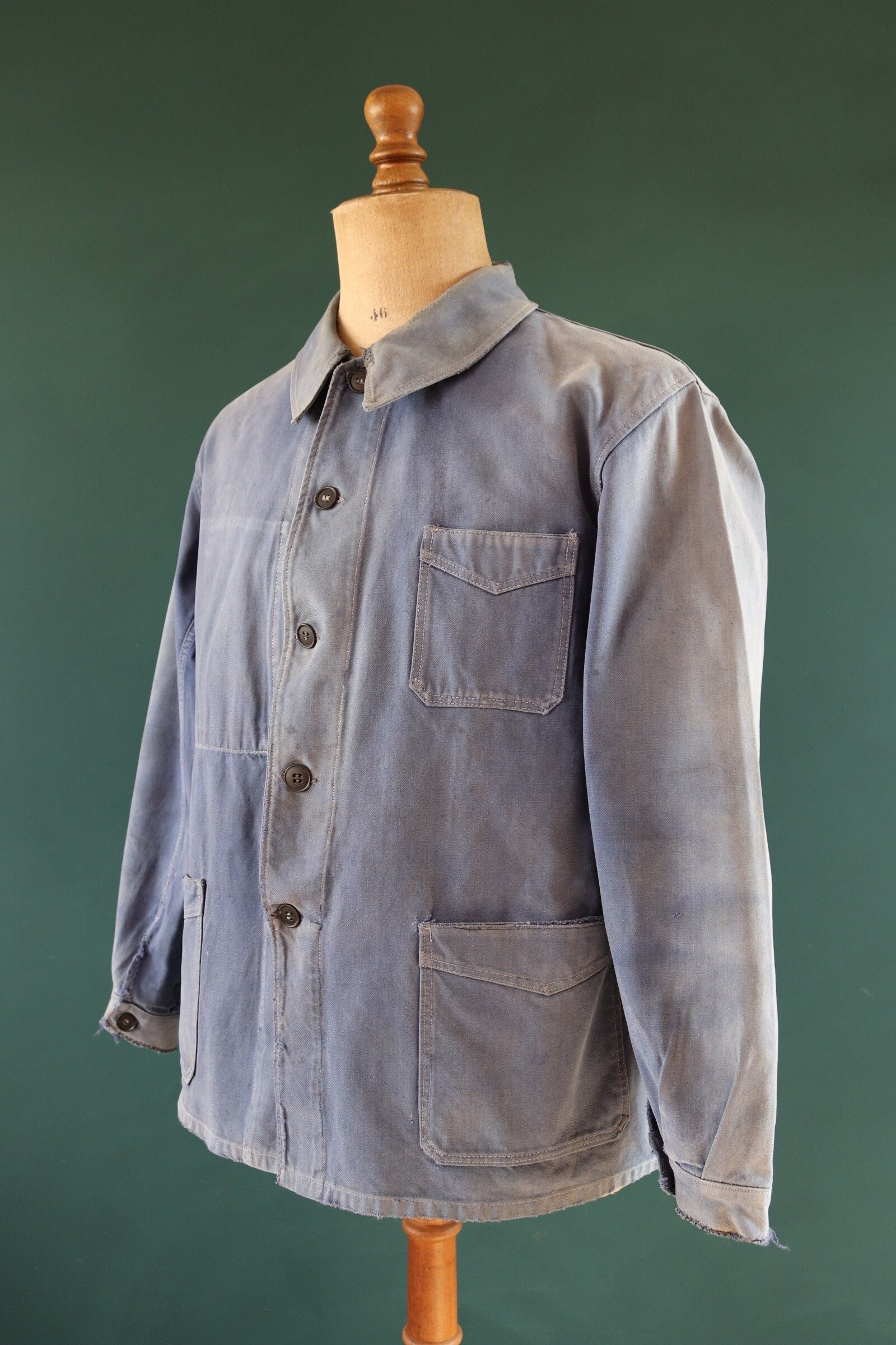 ジャケット・アウター 50's~60's FADE FRENCH WORK JACKET Vintage French Workwear Sun Faded Moleskin Chore Jacket