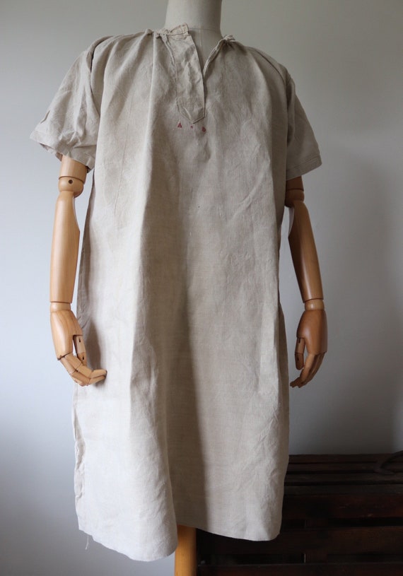 Vintage antique 1900s french off white linen night