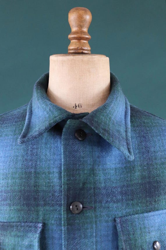 Vintage 70s Pendleton Wool Jacket Top Coat Plaid Quilted