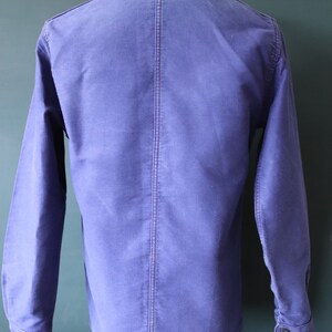 Vintage 1960s 60s French blue moleskin work jacket workwear chore faded 41 chest bleu de travail image 9