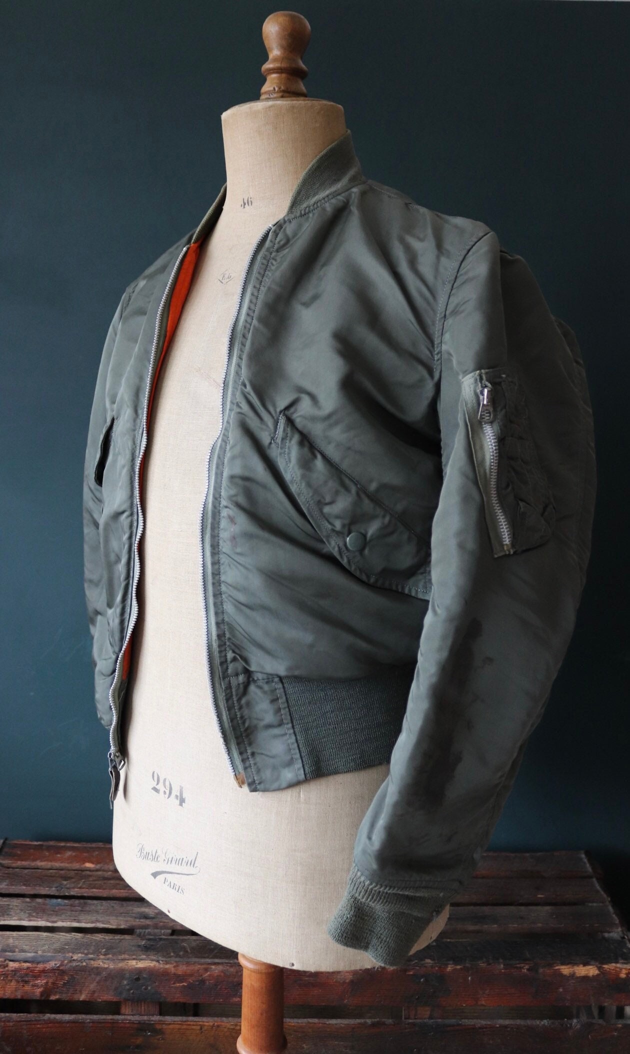 Vintage 1970s 70s USAF US air force L2B L2B flight light zone jacket