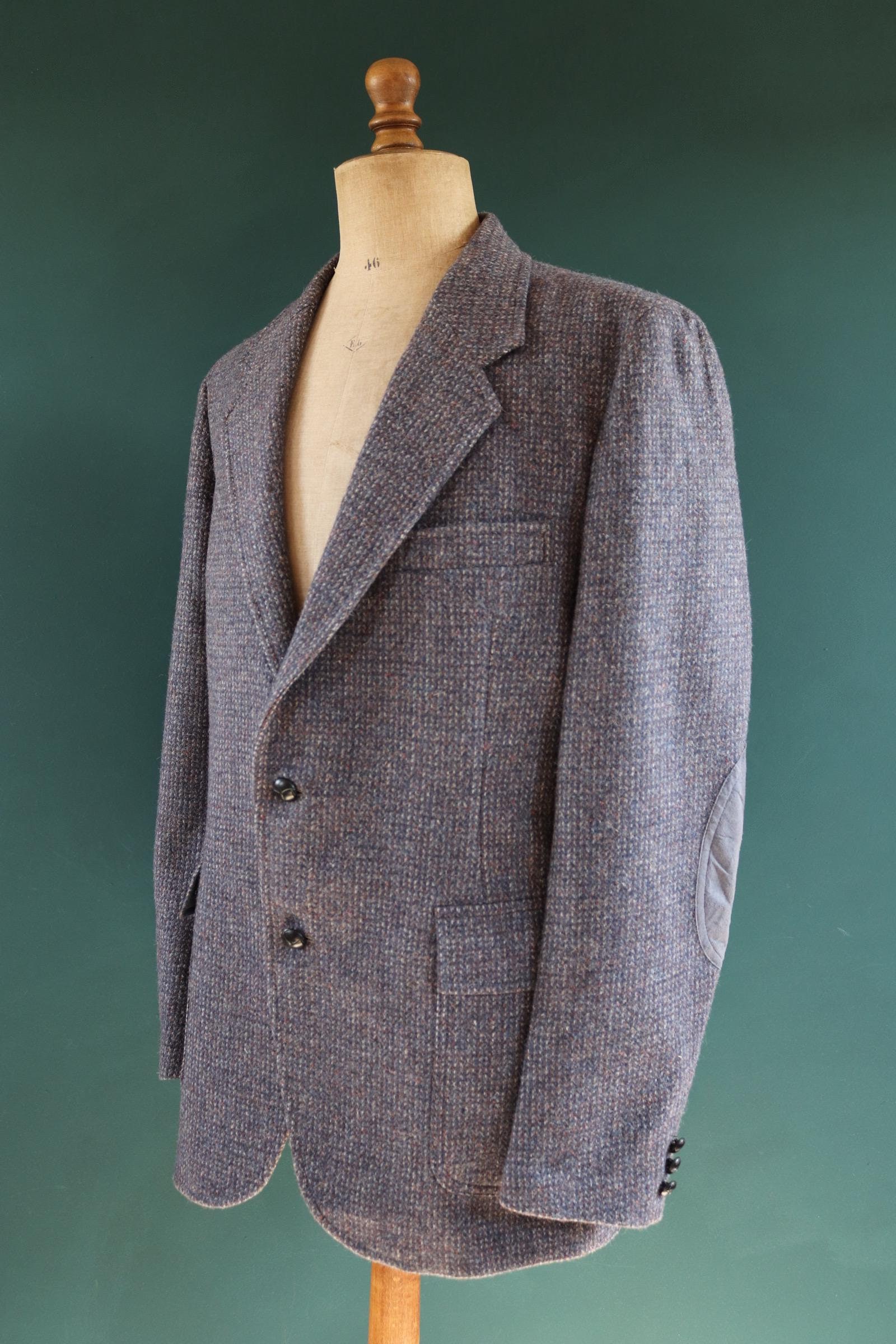 Vintage 1980s 80s 1990s 90s Pendleton grey blue wool tweed sports 