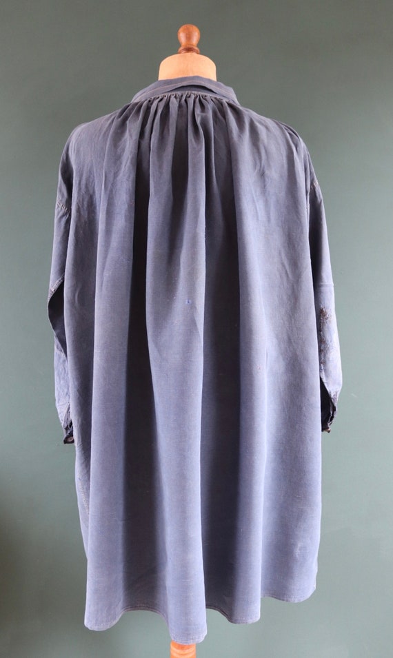 Antique French Workwear Smock - 1800s 1900s Indigo Blue
