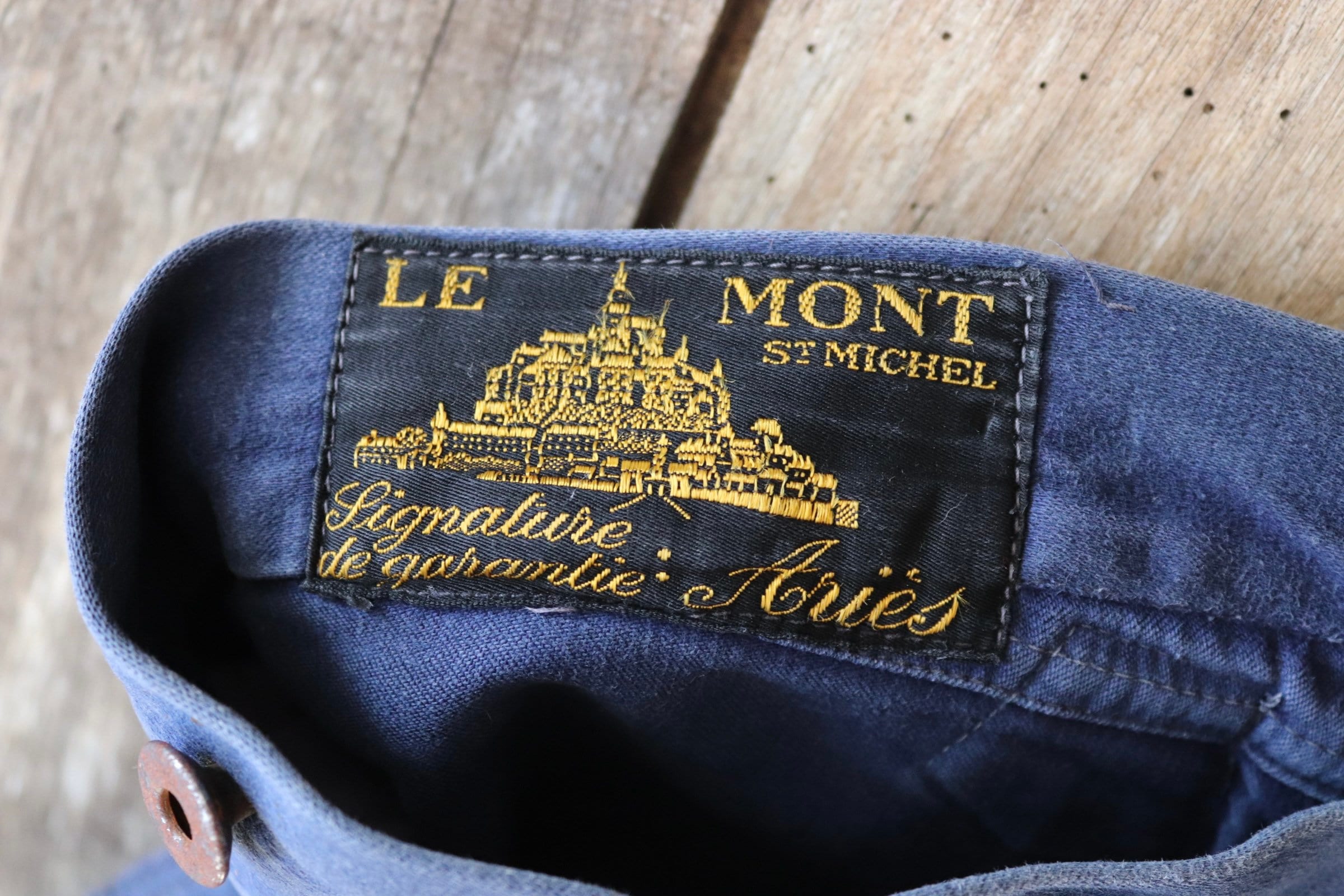Pantalon De Travail Vintage En Moleskine - Bleu De Travail Rapiécé Et Délavé - Taille L
