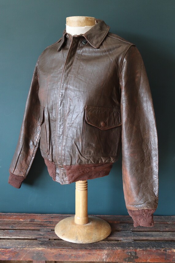 Vintage 1930s 30s 1940s 40s Type A2 A-2 USAAF Brown Horsehide