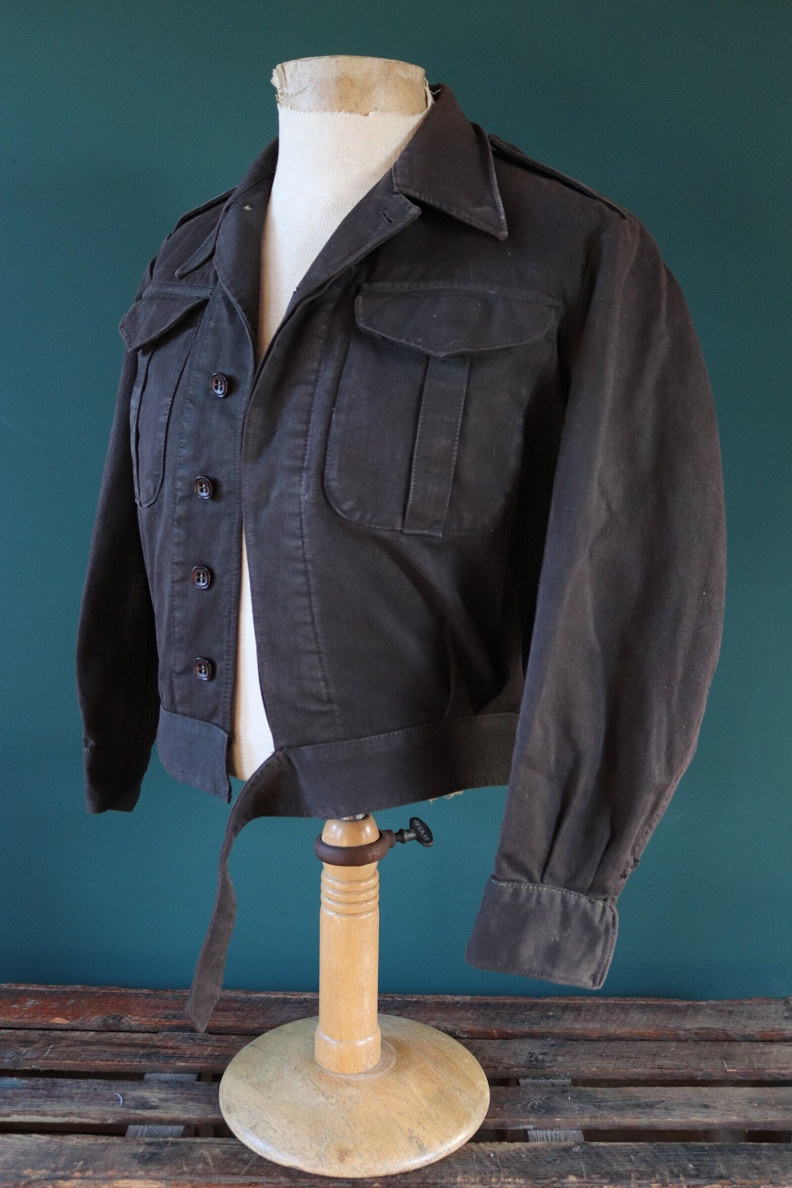 Vintage 1940s 40s WW2 Era French Army Cotton Drill Battle