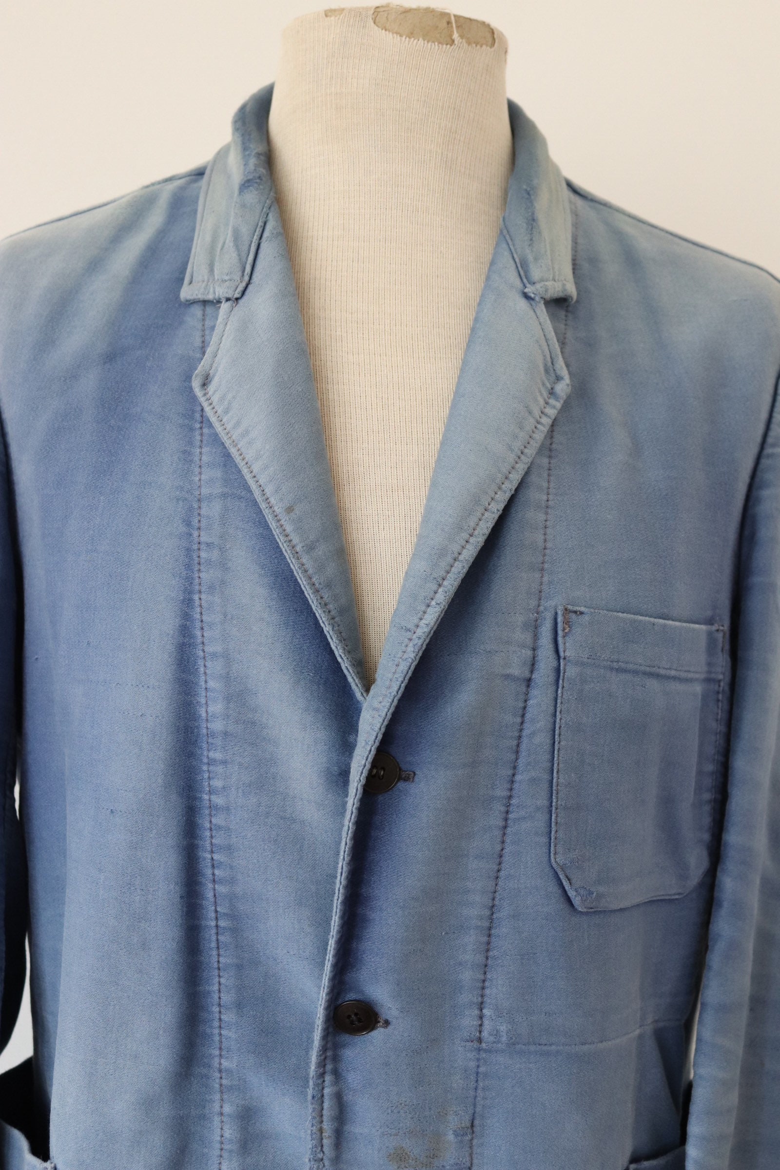 Vintage 1950s 50s french bleu de travail blue moleskin chore work