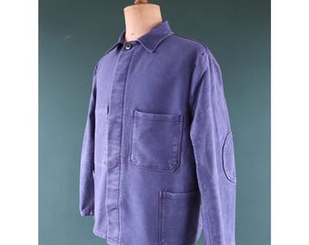 Vintage blue moleskin workwear jacket - chore coat - 49" chest