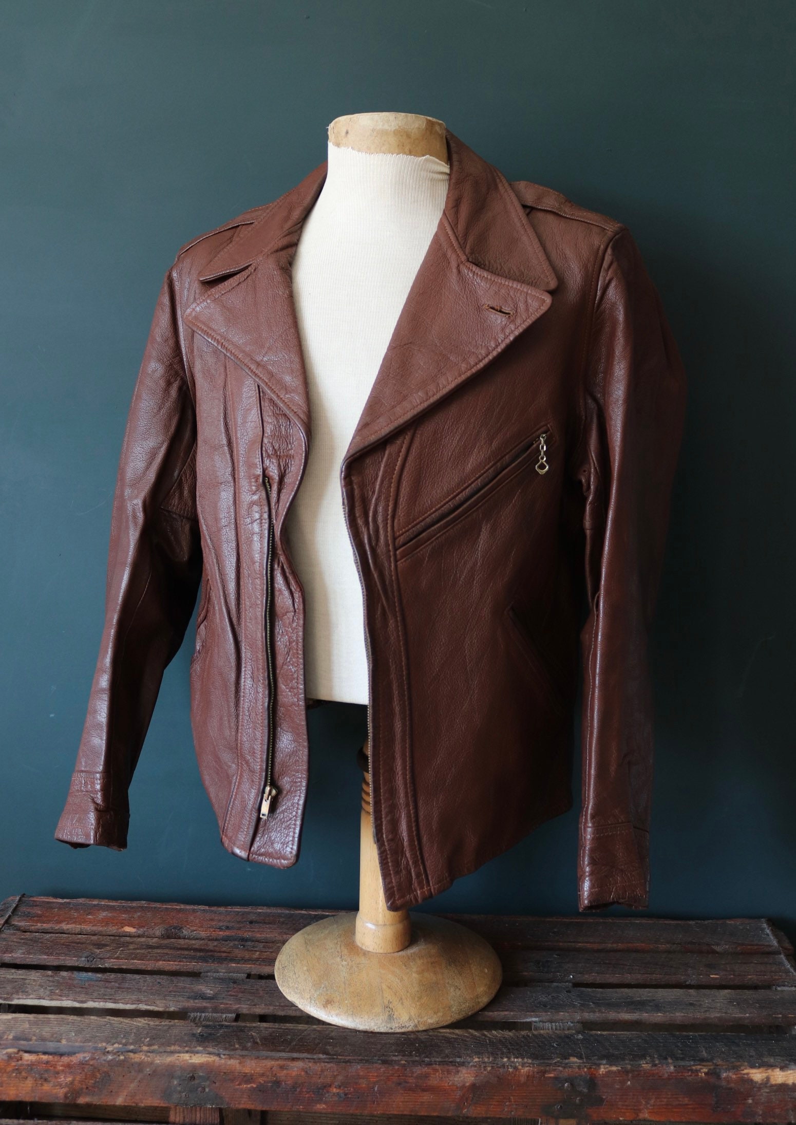 買い誠実 Vintage 1930s 1940s Goatskin Leather Jacket California ジャケット・アウター