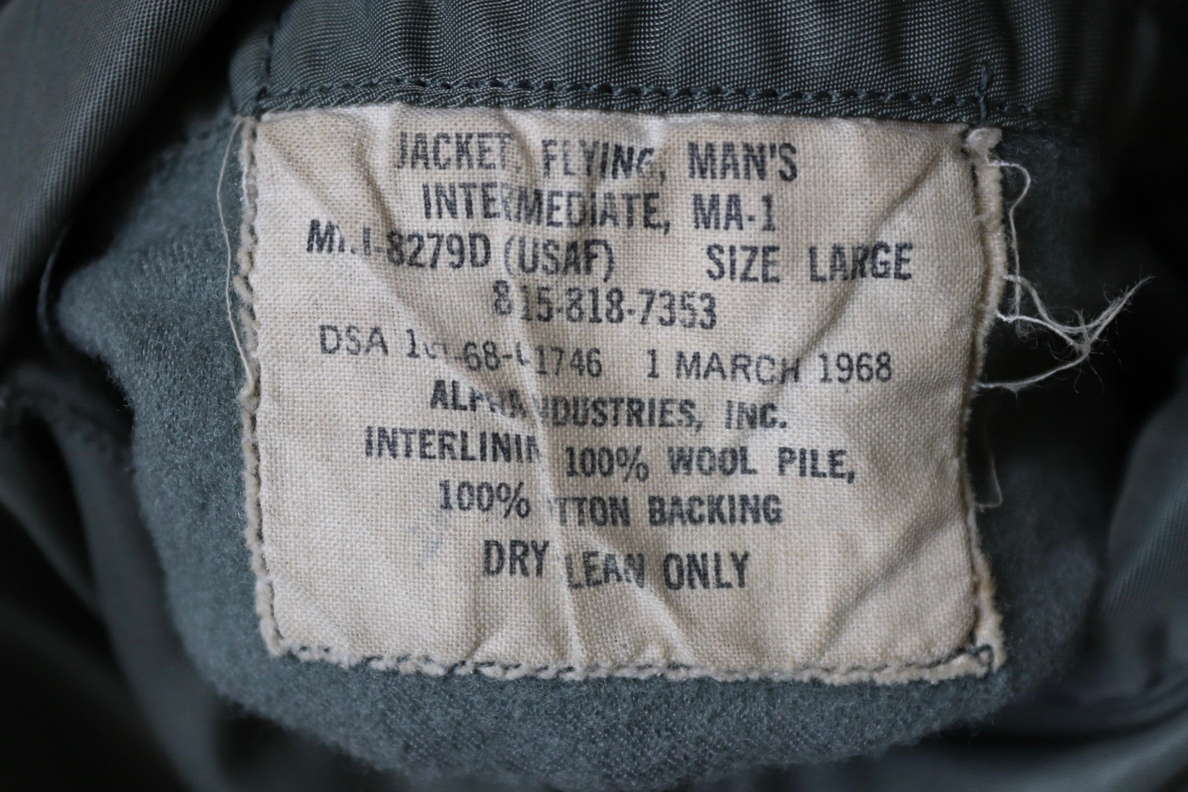 Vintage 1960s 60s USAF US Air Force Alpha Industries MA-1