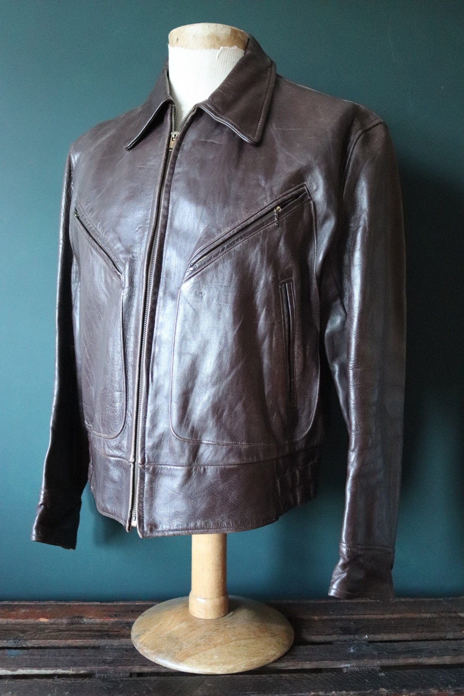 vintage】50s horse hide leather jacket