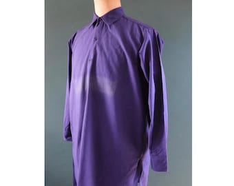 Vintage 1940s French workwear shirt - 1950s indigo blue cotton smock - 47” chest