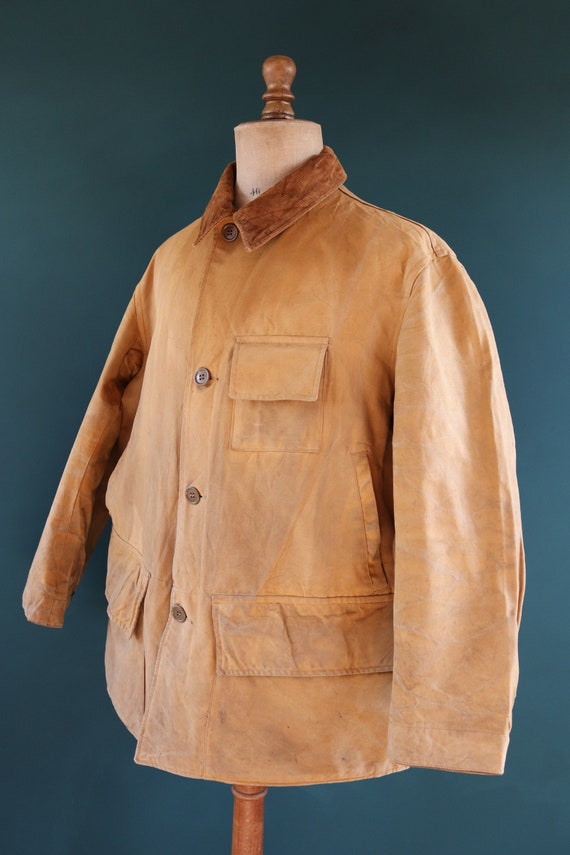 Vintage 1930s 30s Duxbak Utica Mohawk duck cotton canvas work chore hunting shooting jacket workwear 54” chest