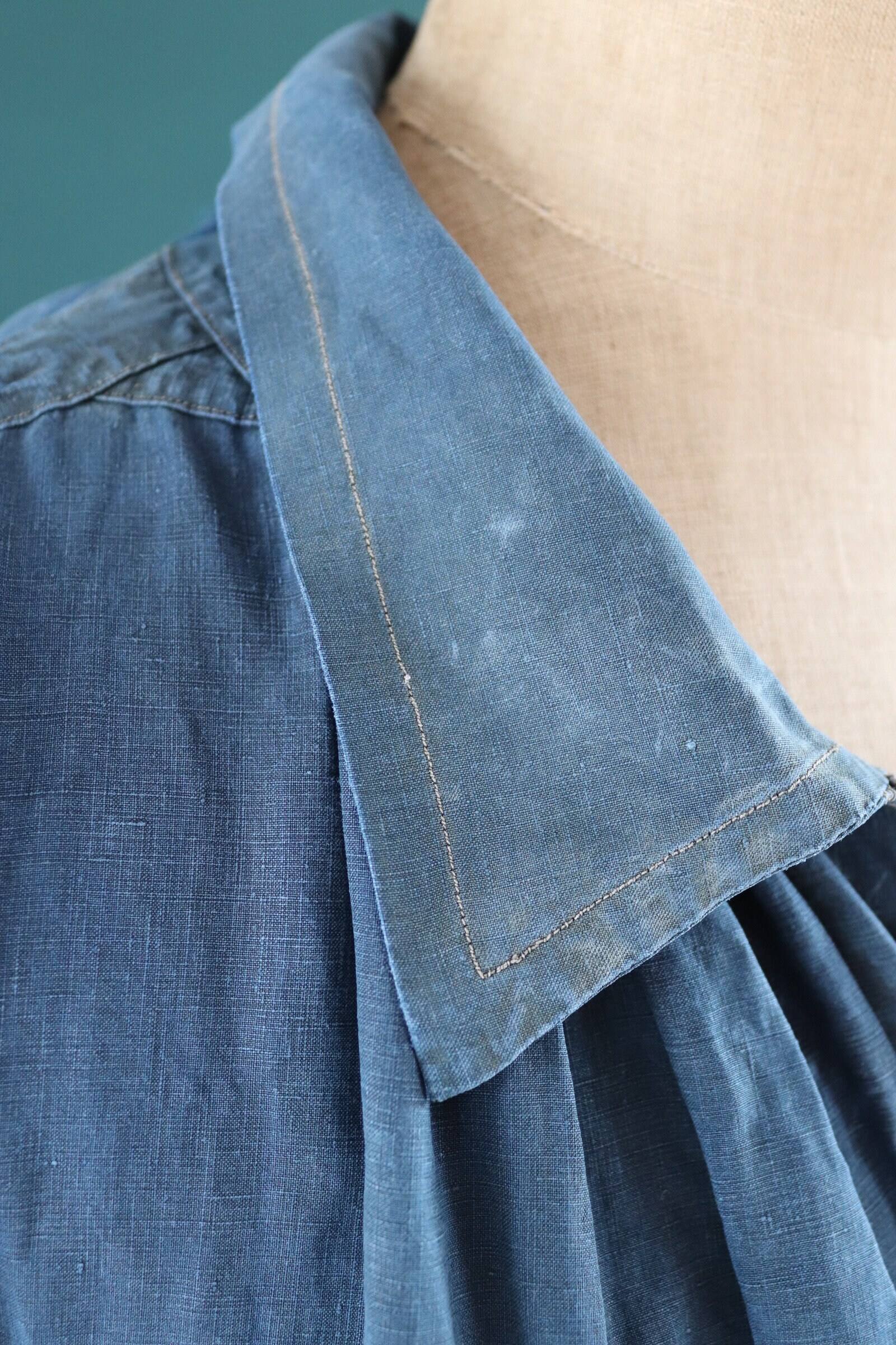 Antique French Workwear Smock Vintage 1800s 1900s Indigo