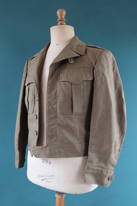 Vintage 1940s 40s 1945 WW2 US army military Ike field jacket blouson khaki wool 40" chest