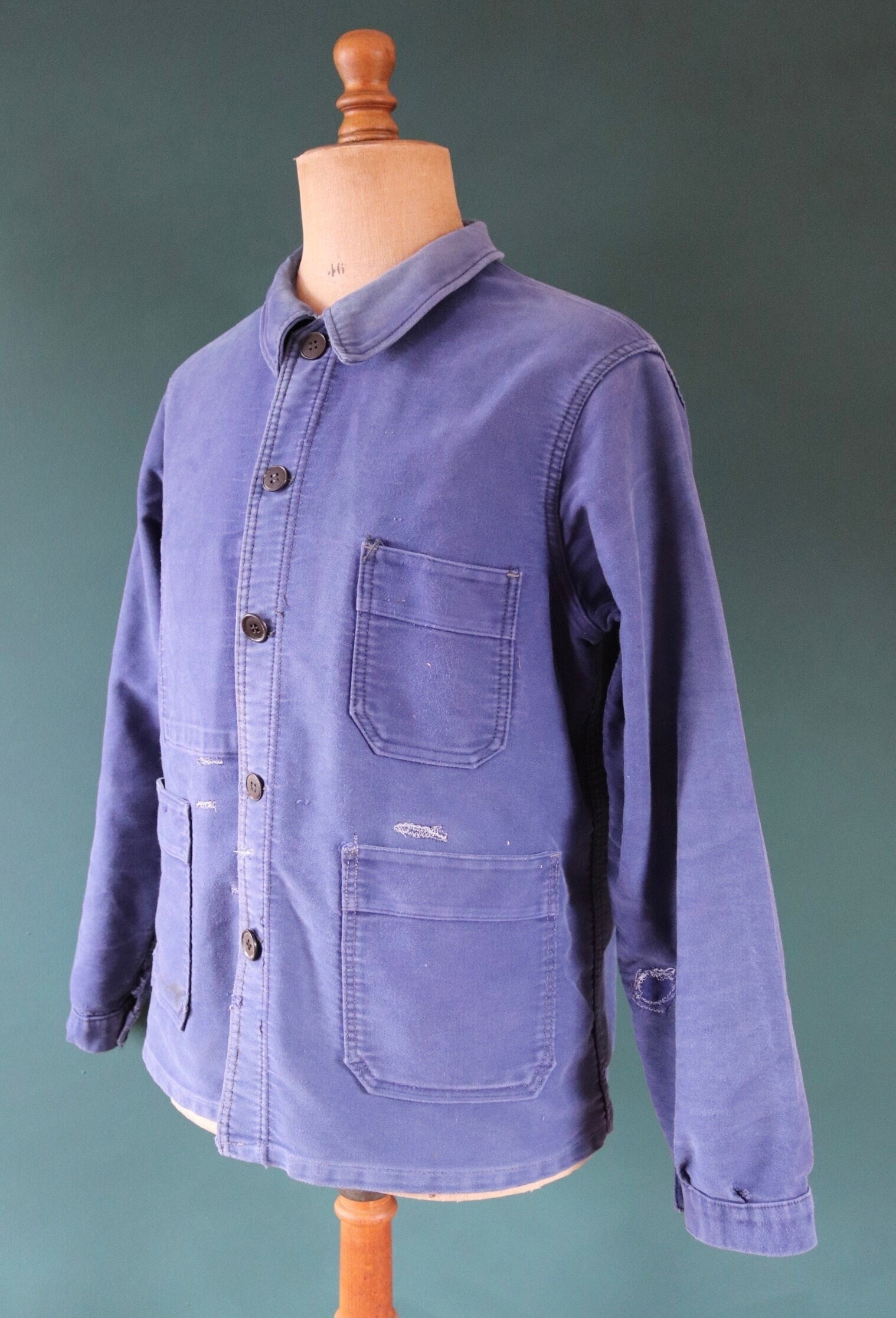 ジャケット・アウター 50s 60s Unknown French Work Jacket Vintage 1950s 50s 1960s 60s French Blue Moleskin Work Jacket