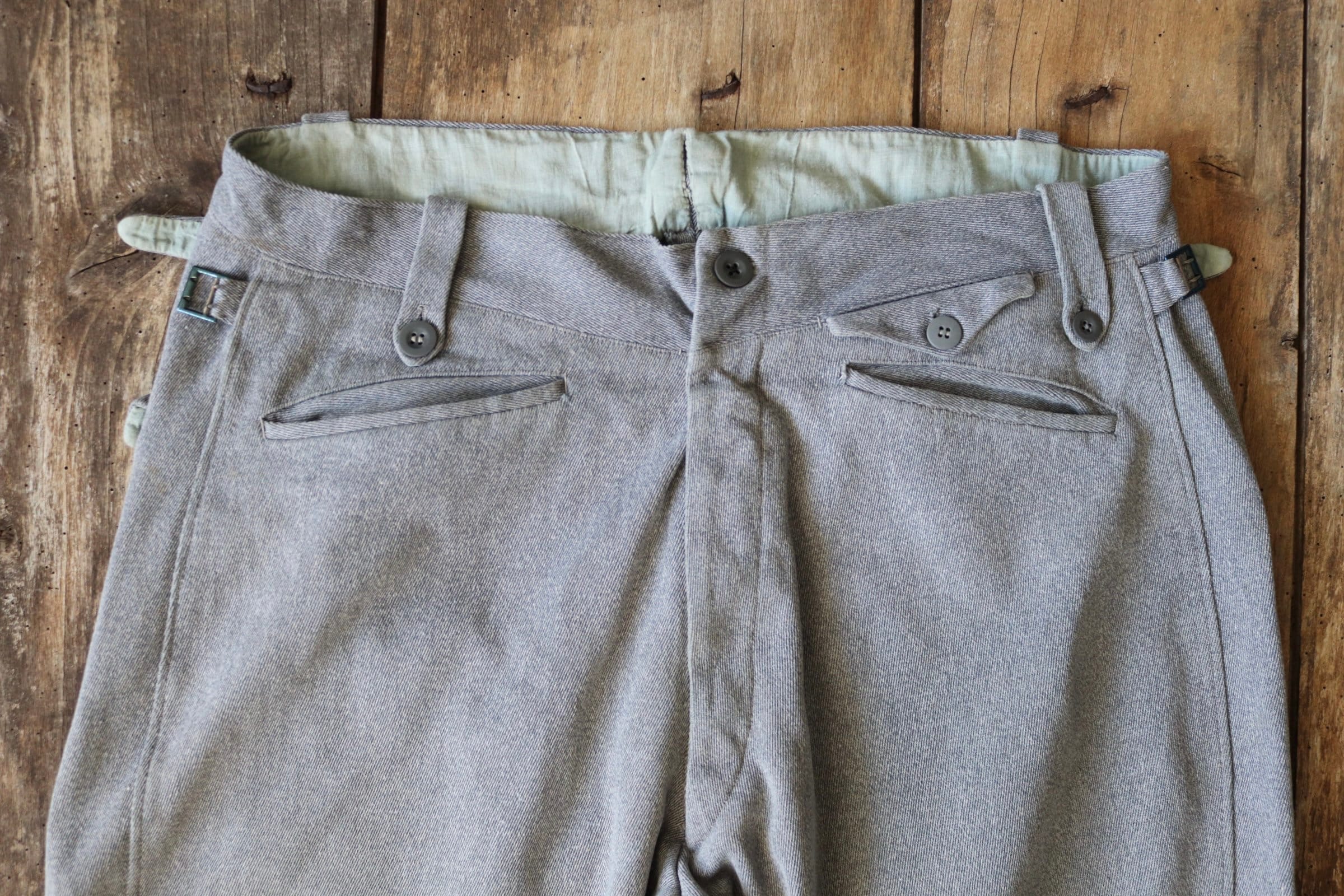 Vintage 1950s 50s 1960s 60s European grey cotton whipcord riding
