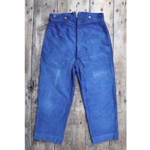 Vintage 1940s 50s French workwear trousers - moleskin chore pants - buckle back - 32” x 25”
