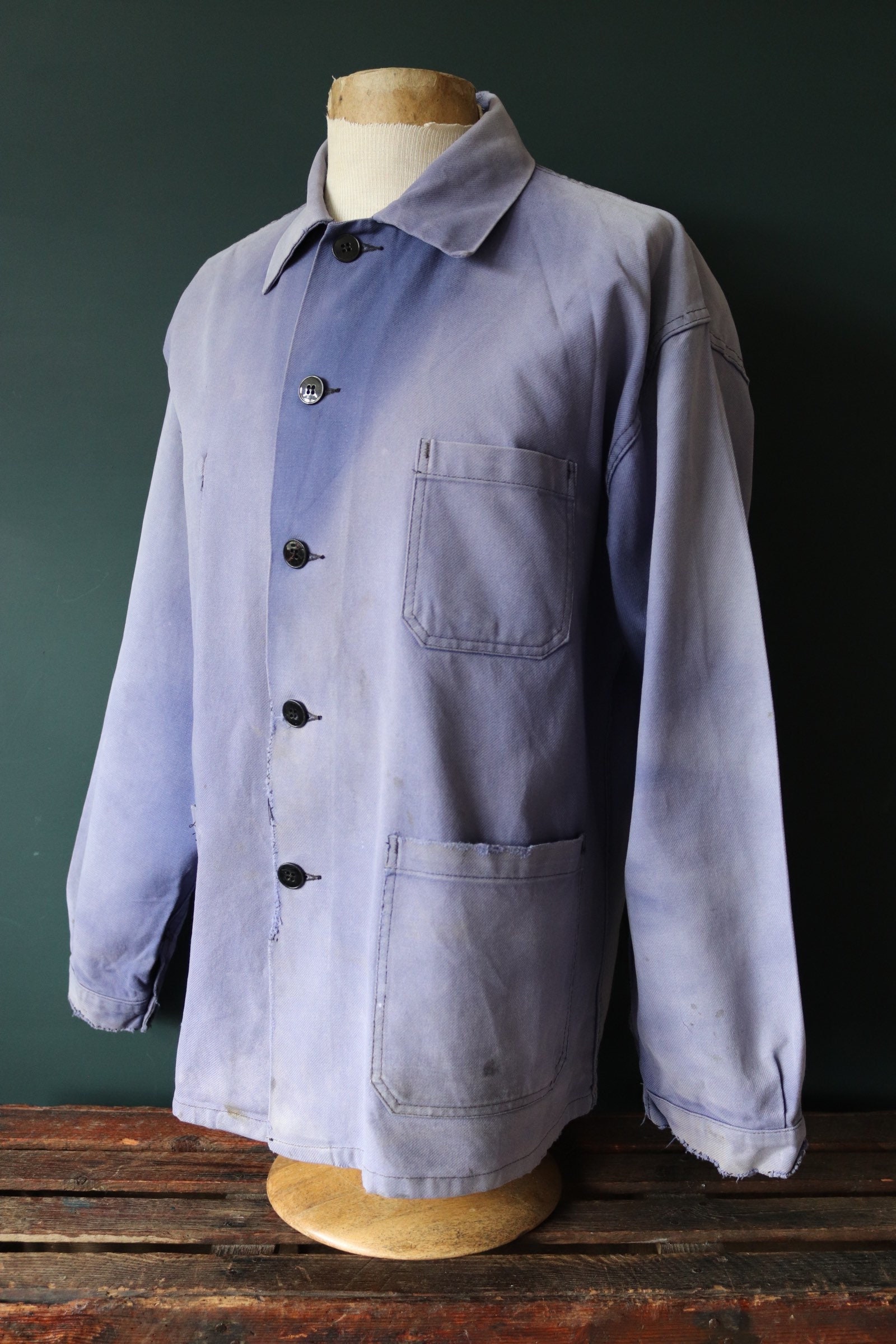 Vintage 80s French Le Beaufort blue work jacket workwear chore sun ...