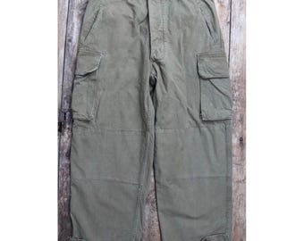 パンツ 1940s French Army Work Trousers Vintage 1940s French M47 Cargo Pants - Cotton Workwear Trousers