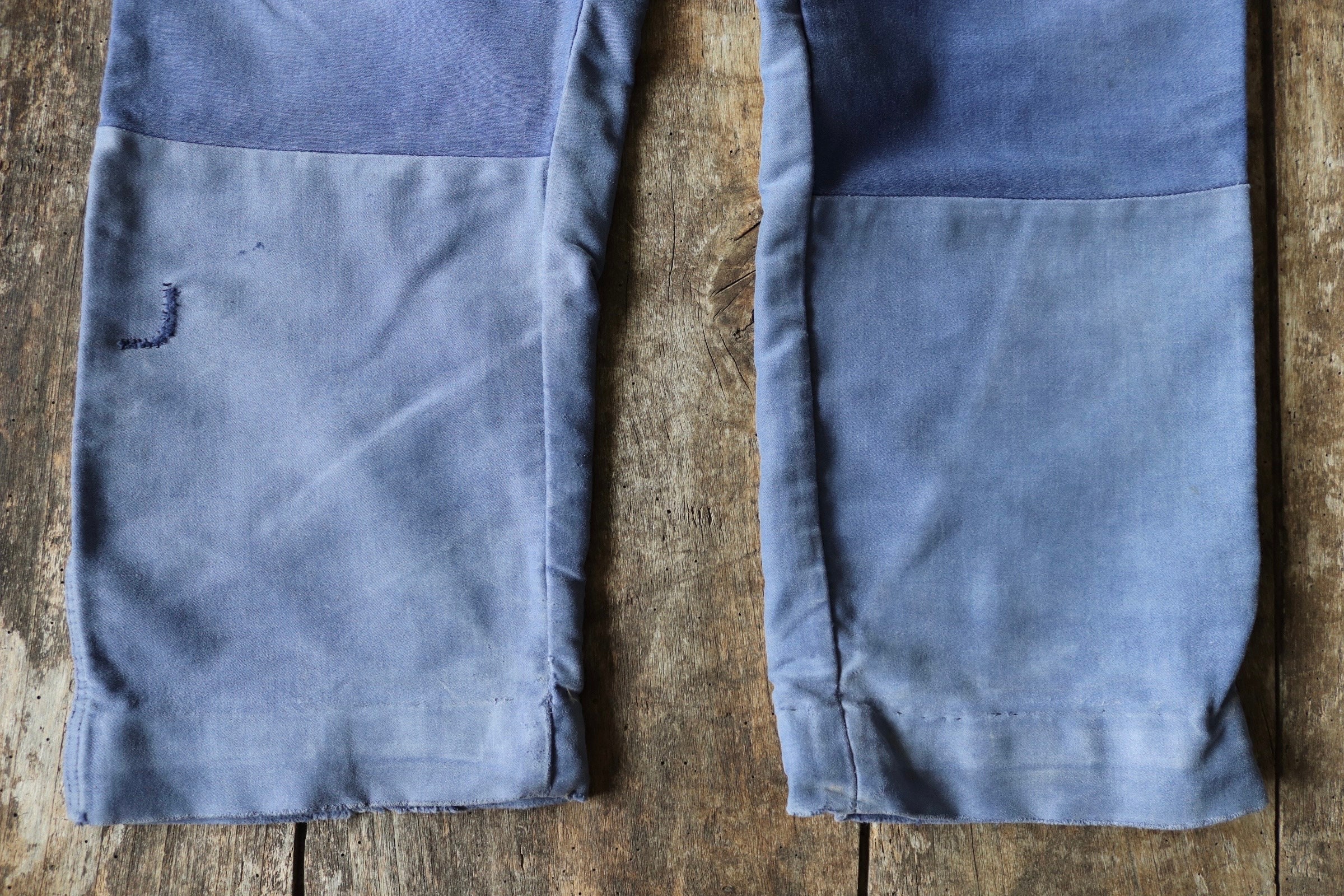 Pantalon Vintage Moleskin Bleu De Travail Français – Taille L Patched & Usé Style Rétro | Workwear Authentique