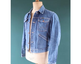 70S Wrangler vintage denim jacket USA製 レディース 古着 70s USA製 Wrangler 24MJZ フロント ジップ