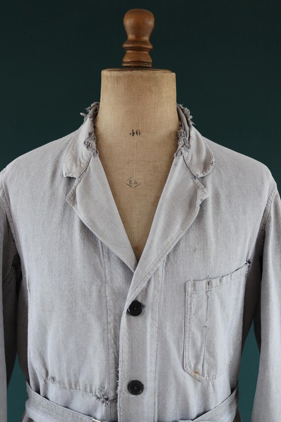 Vintage French Workwear Jacket - 1950s Selvedge Chore Coat - 46