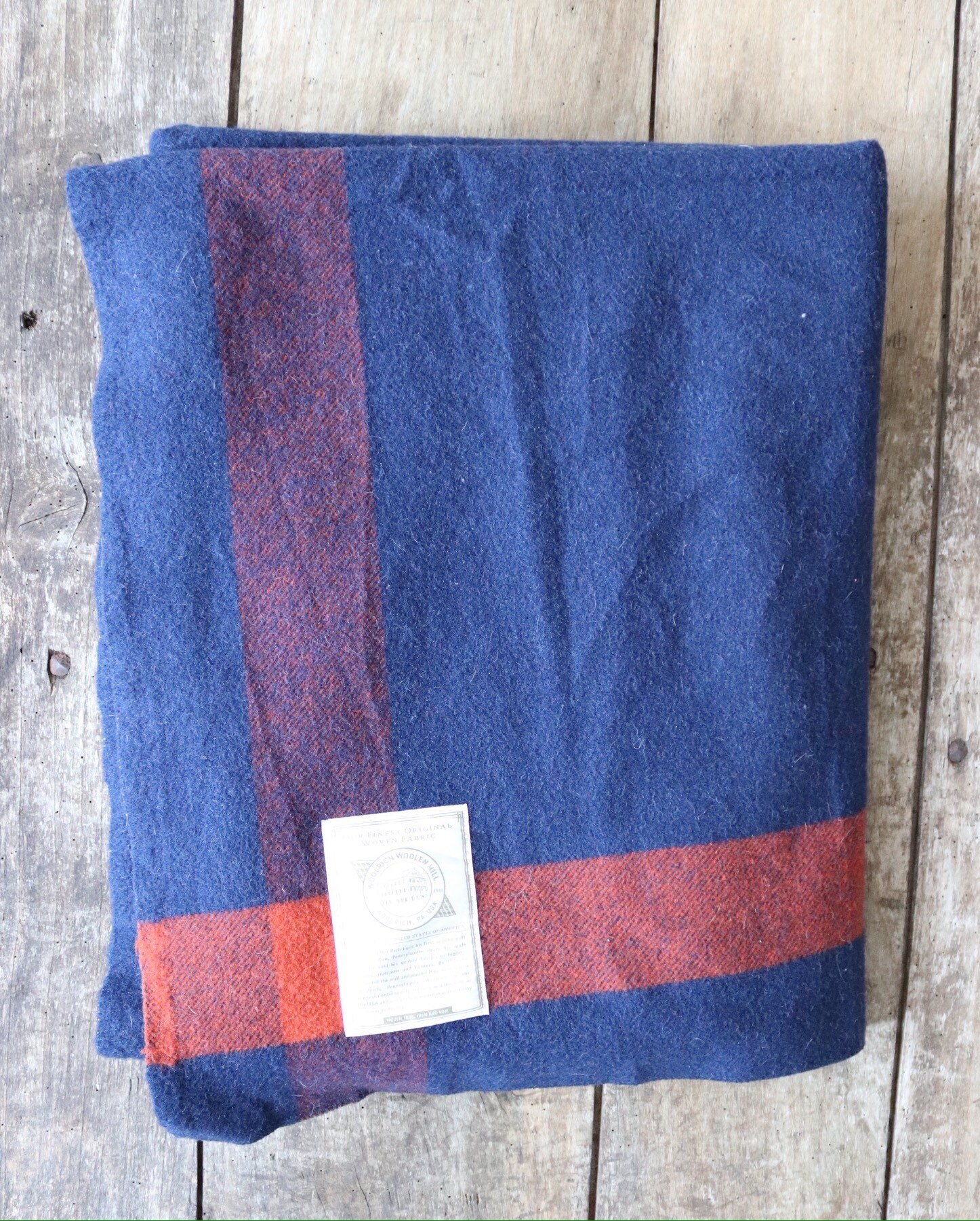 Vintage blue rust orange Woolrich wool blanket throw sofa bed double 78 ...